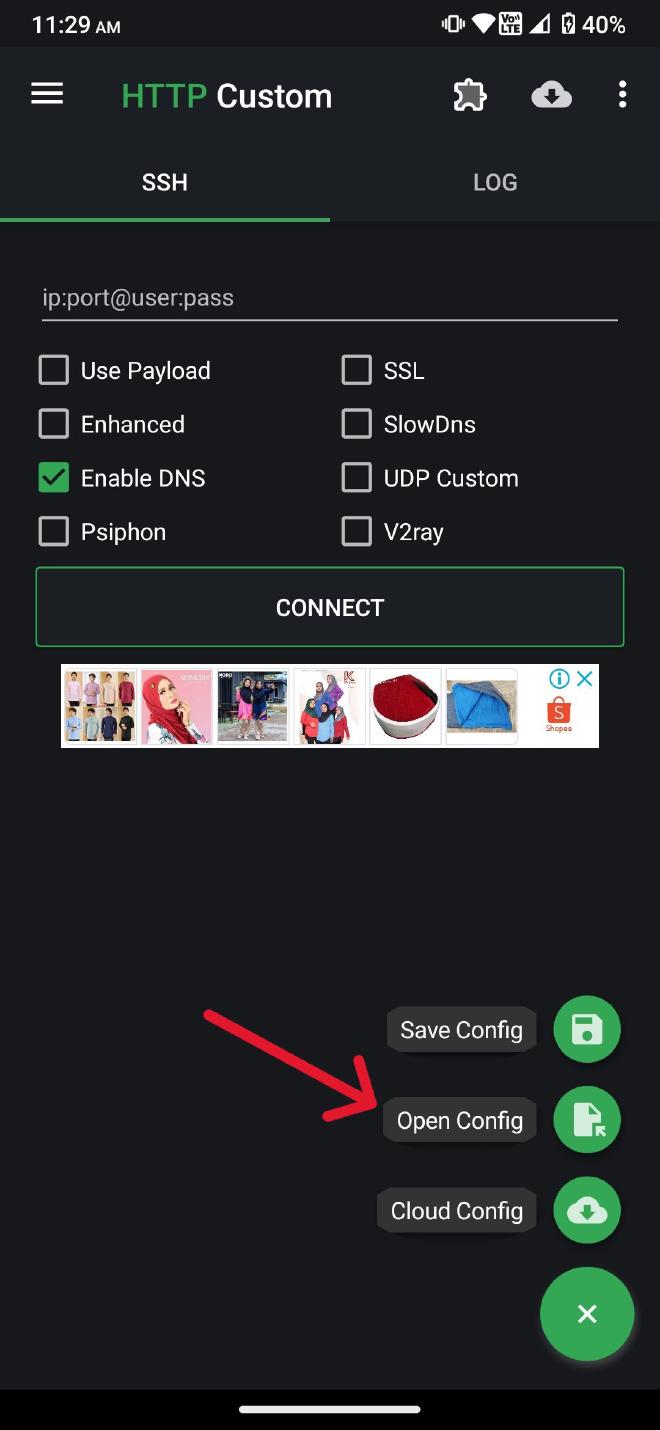 Select Open Config
